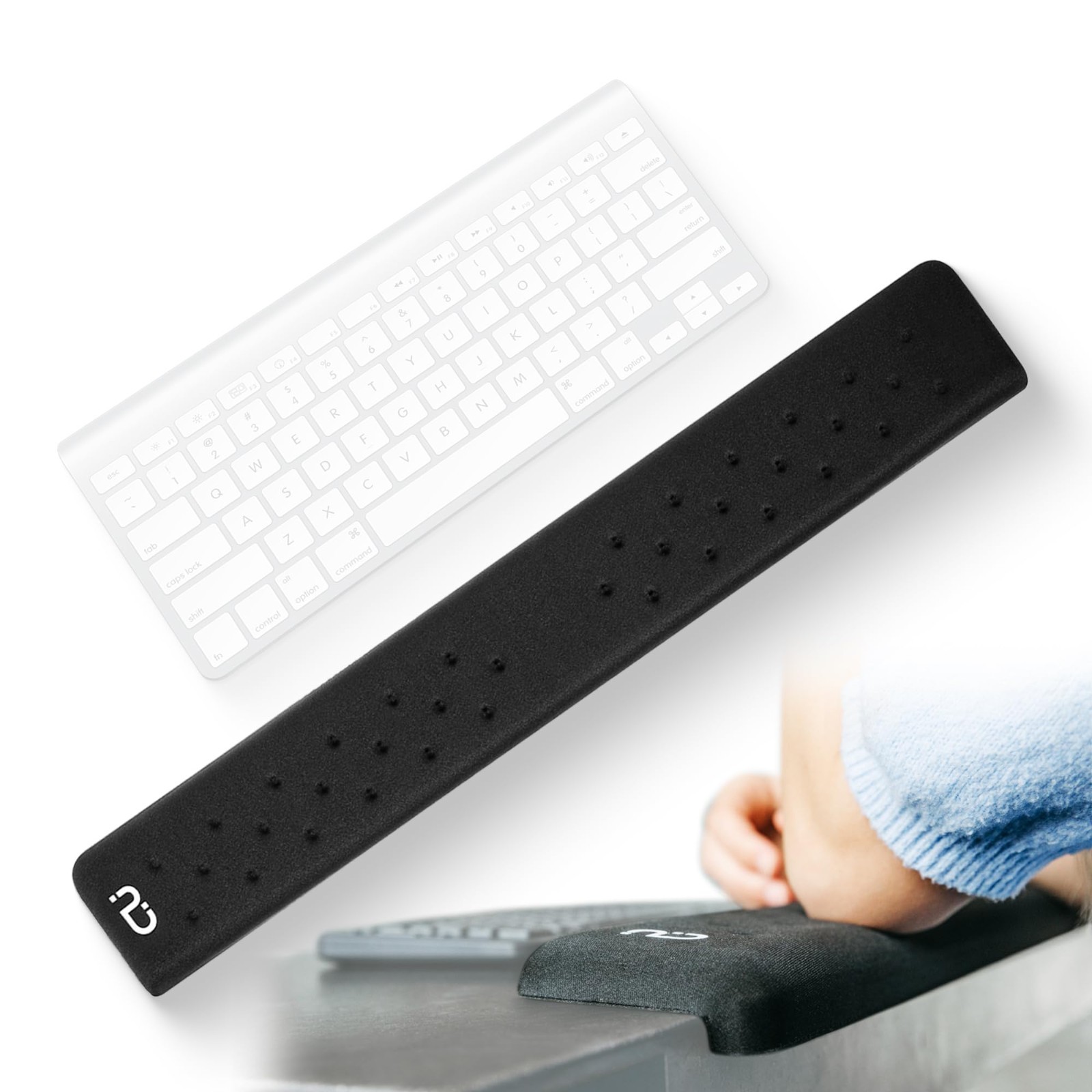 L-Shaped Desk Edge Wrist Rest 26x3 Inch Memory Foam Elbow Forearm Support Black