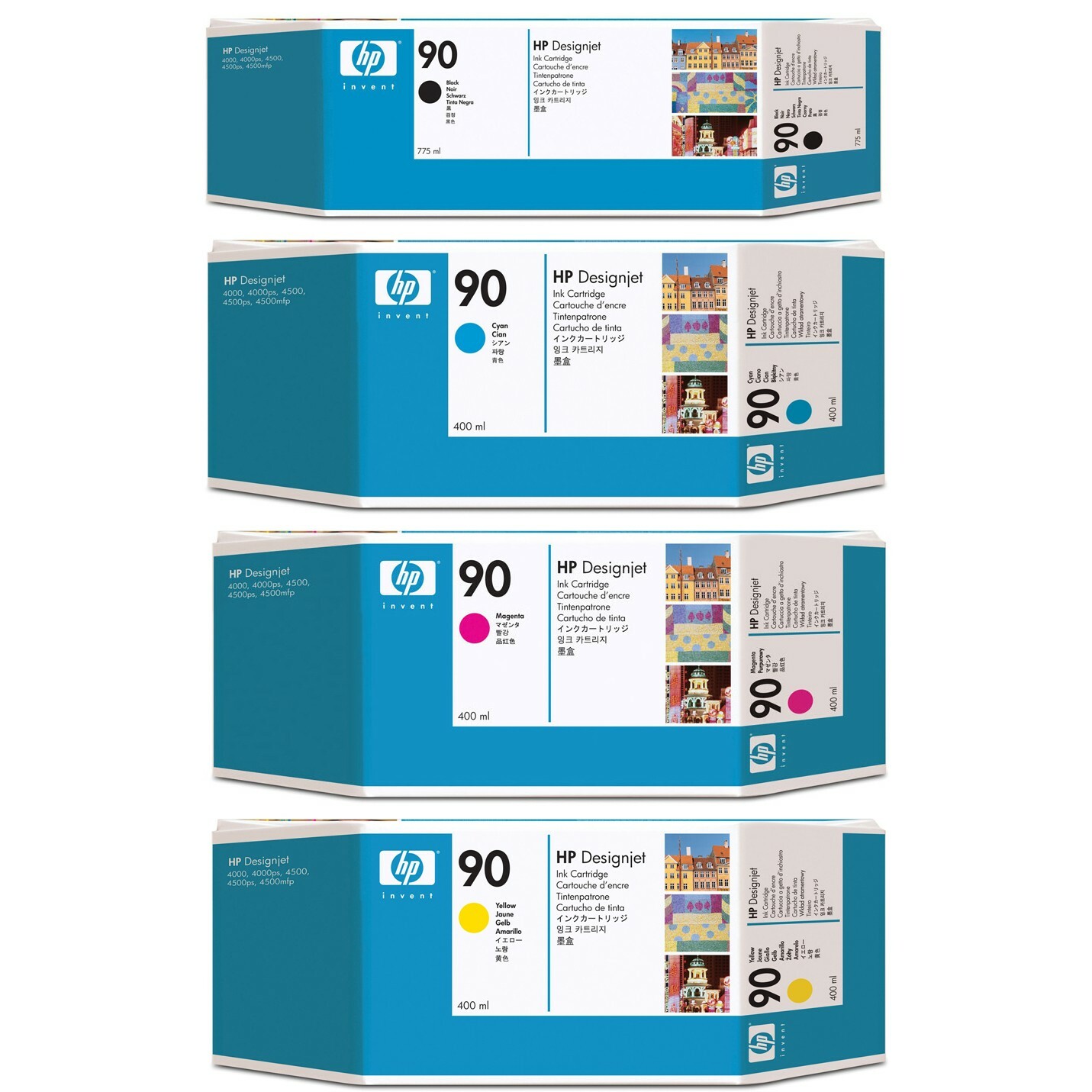 HP Genuine/Original NO 90 C5065A YELLOW 400ml Ink Print Cartridge DesignJet
