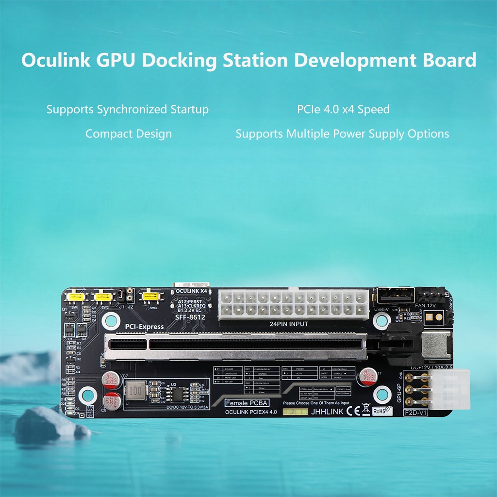 F2D OCuLink Graphics Dock Development Board 64G SFF8612 to PCIe Adapter 8611