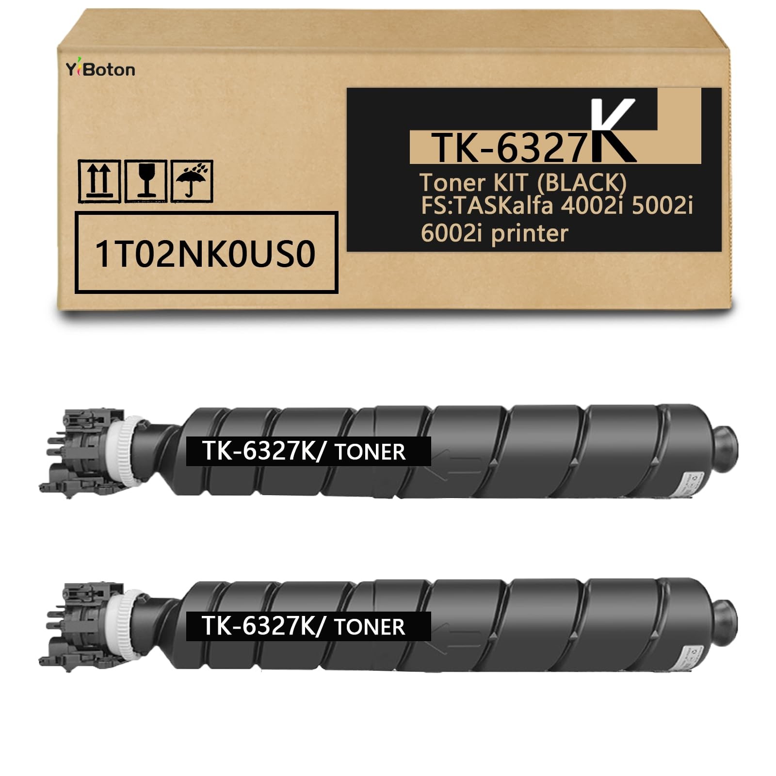High Yield TK6327 TK-6327 TK-6327K Black Toner Cartridge with Chip (2-Pack)