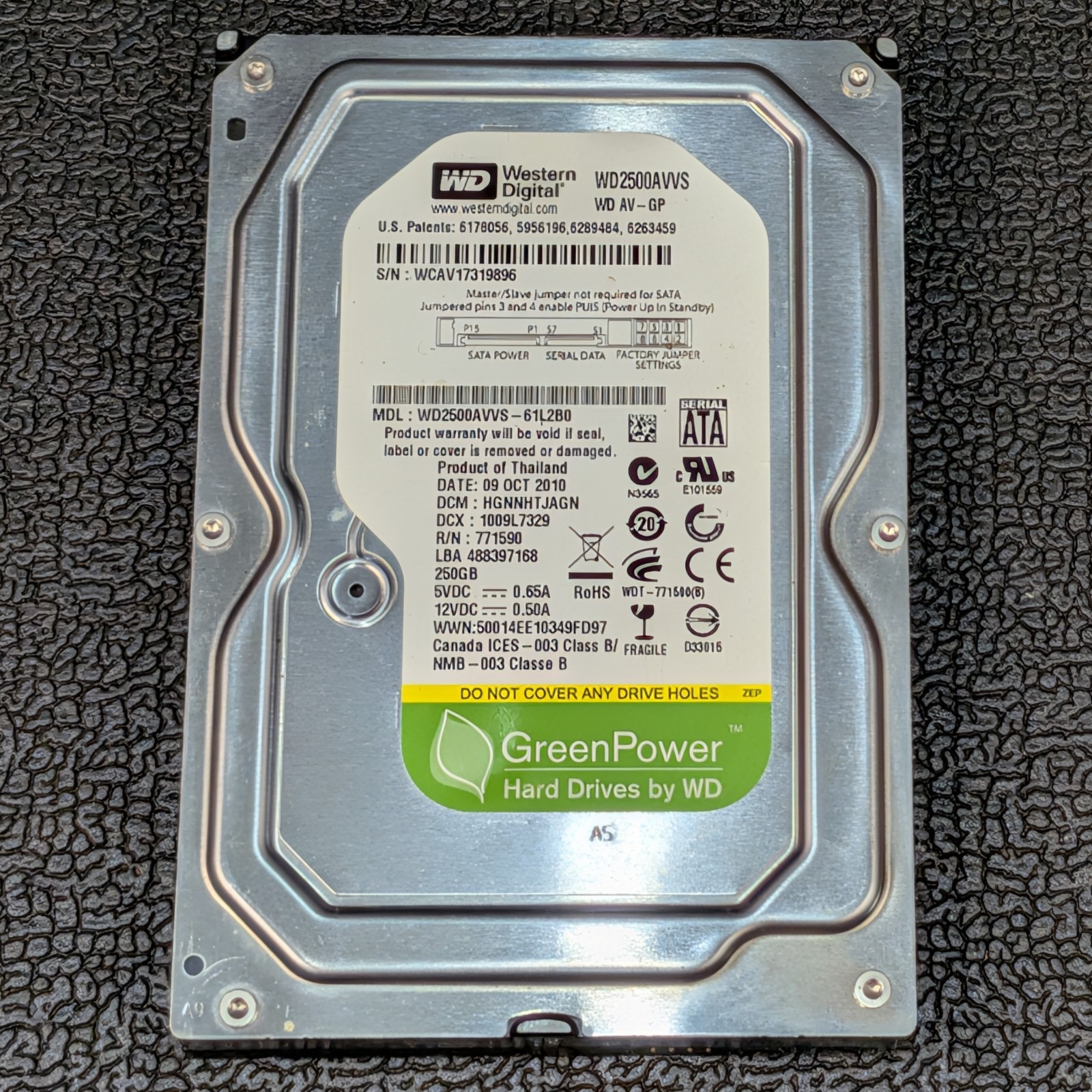 Western Digital AV-GP 250GB 3.5"  SATA Hard Drive - WD2500AVVS-61L2B0 - TESTED