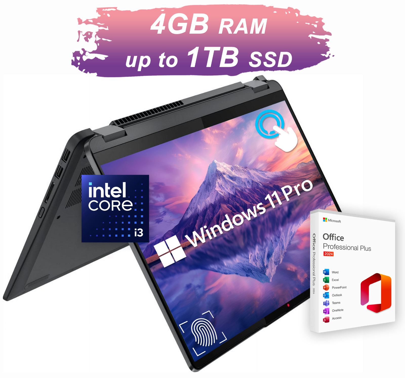 Lenovo IdeaPad Flex 5 Laptop 14" Office 2024 Touch Intel i3 4GB RAM Upto 1TB SSD
