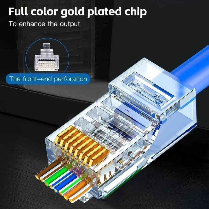 50PCS Cat6 RJ45 Connectors Network Cable Plug Unshielded Crystal Head