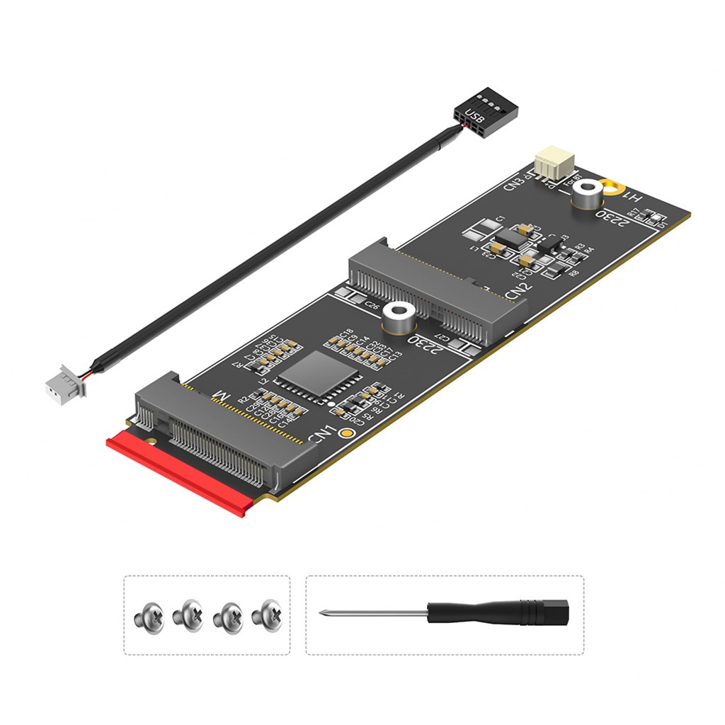 2-in-1 M.2 M-Key to NVMe SSD + A/E Key WiFi Adapter Card NGFF M2 Converter Card
