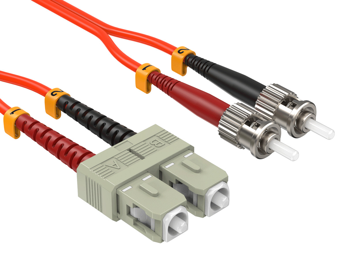 5m OM1 SC to ST UPC Duplex Corning Fiber Optic Cable MultiMode 62.5/125 OFNR ...