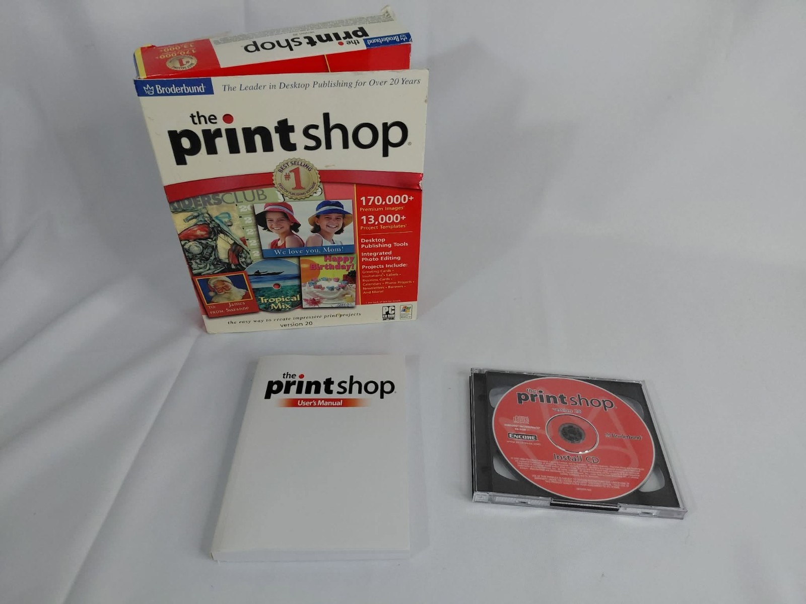 The Print Shop V. 20 Software by Broderbund 2-CD Rom Desktop Publishing Editor