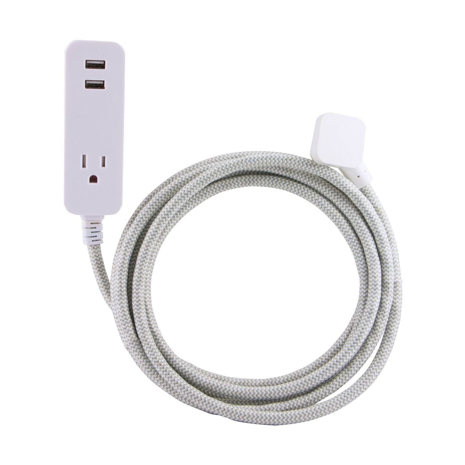 Cordinate Designer 1-Outlet 2-USB Charging Extension Cord with Surge Protection,