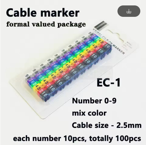 EC-0/EC-1 Cable Marker 0-9 PVC Wire Labels 1000pcs