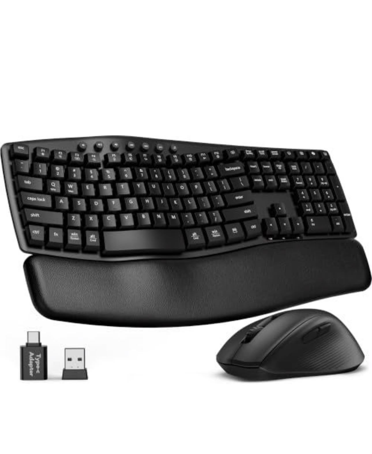 SABLUTE Wireless Keyboard and Mouse Combo MA41 30dB Quiet Ergonomic Wave Keyboar