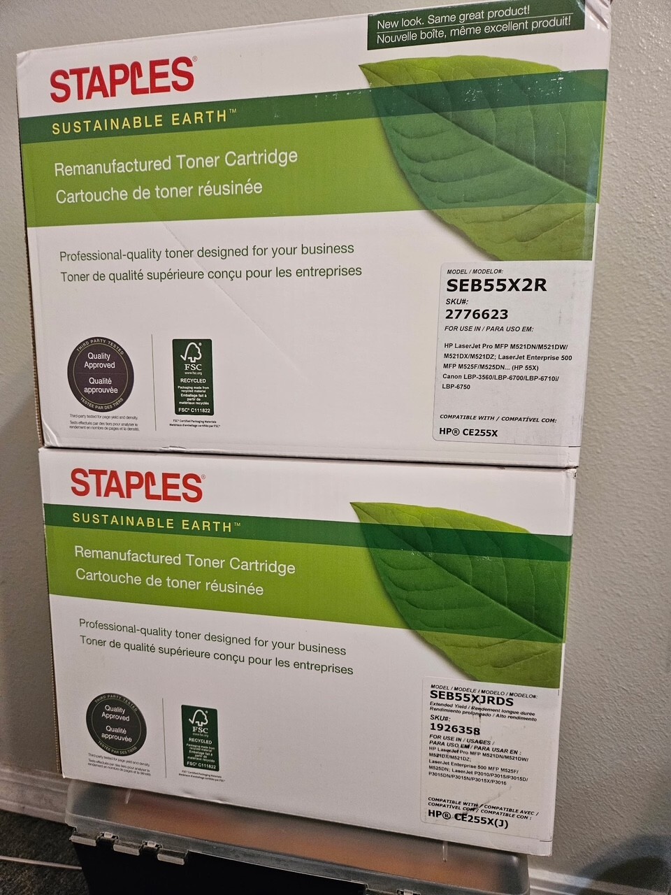 Staples Brand 2PK CE255X  and CE255XJ Toner Cartridge For HP LaserJet Pro
