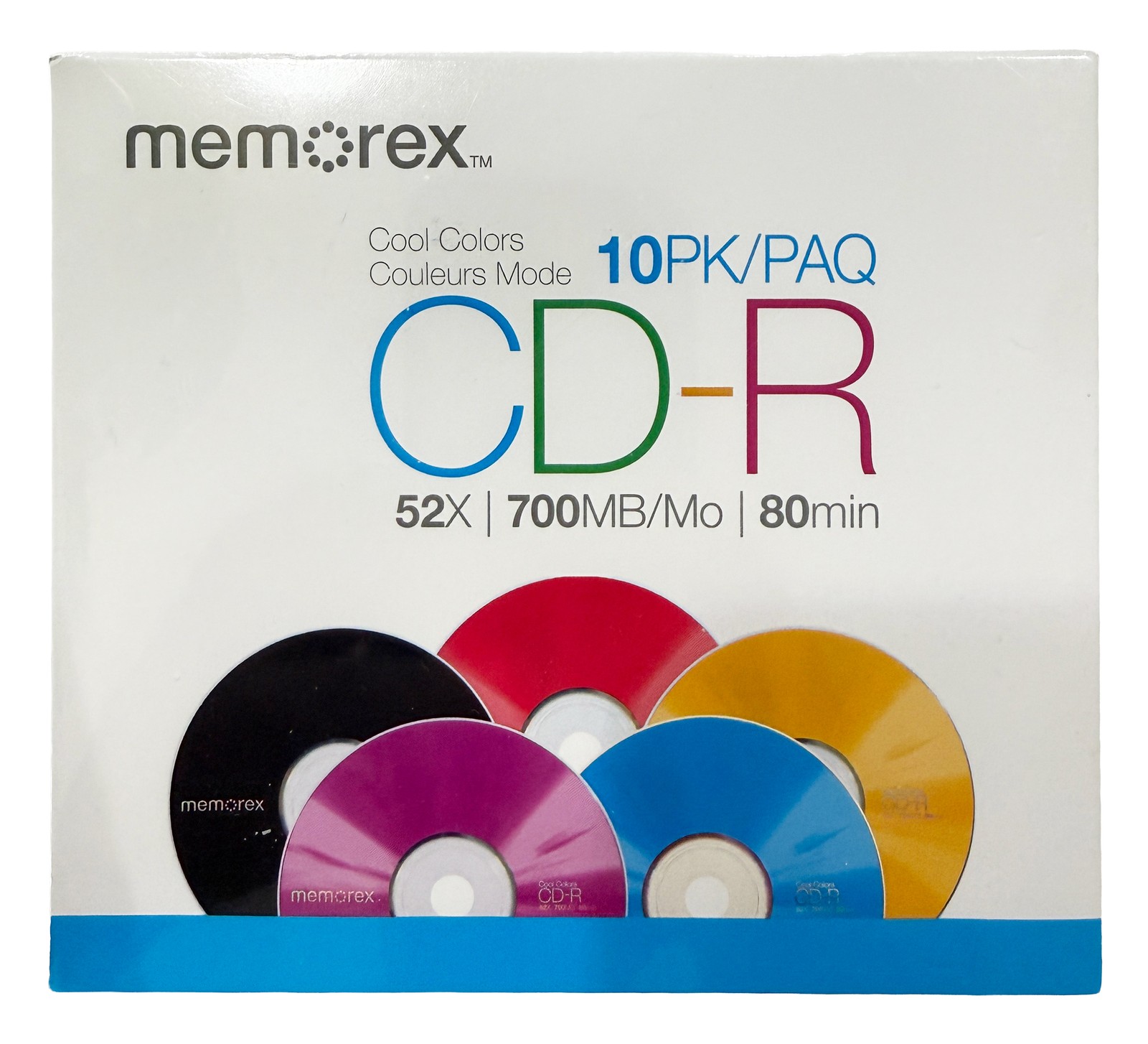 Memorex Cool Colors 52X CD-R 80min 700MB /w Slim CD Jewel Case Lot