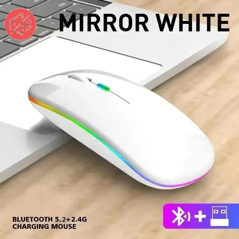 2.4GHz Wireless Optical Mouse USB Rechargeable RGB Cordless Mice For PC Laptop