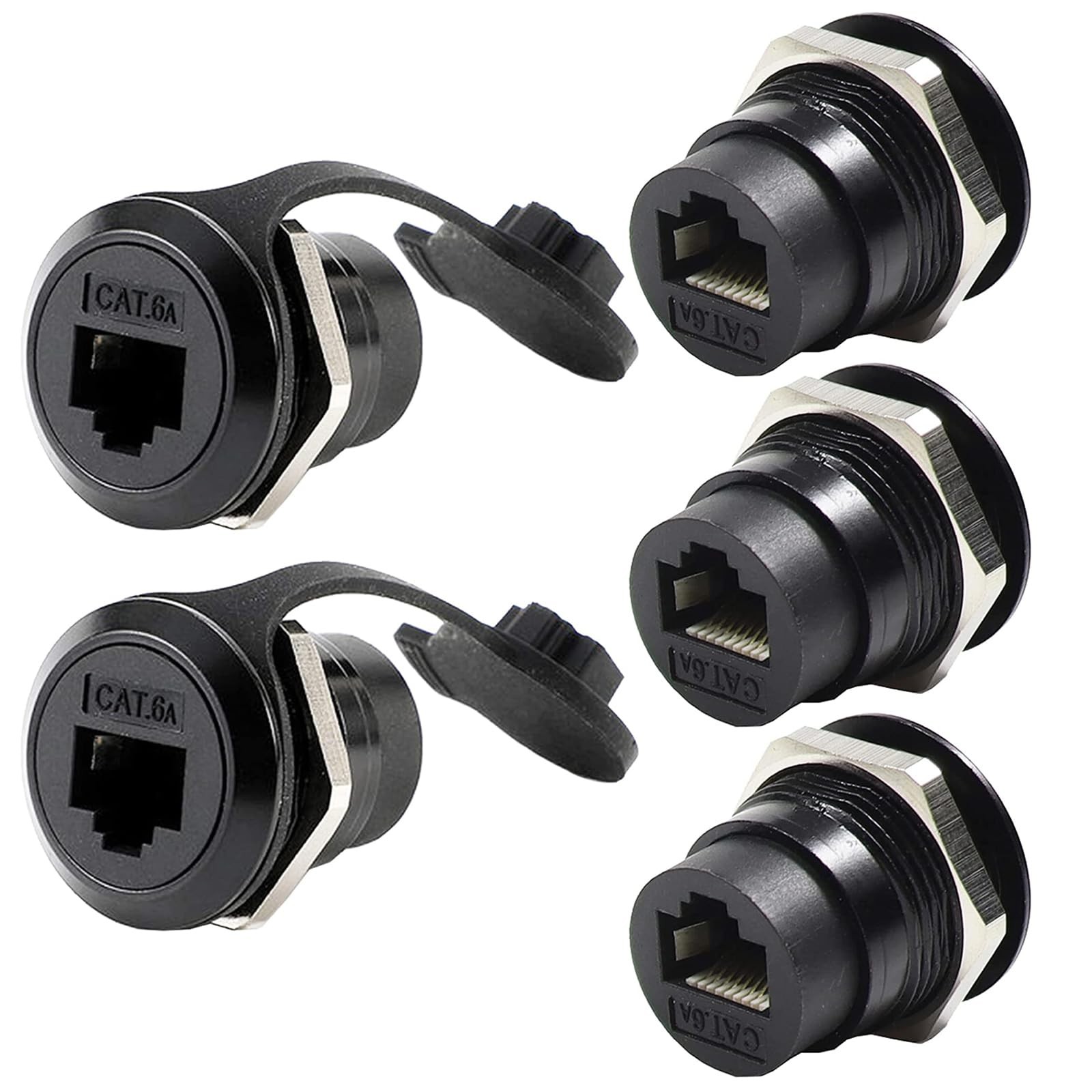 5 PCS Waterproof RJ45 Panel Mount Connector CAT6A 6 5E Shielded Pass Through