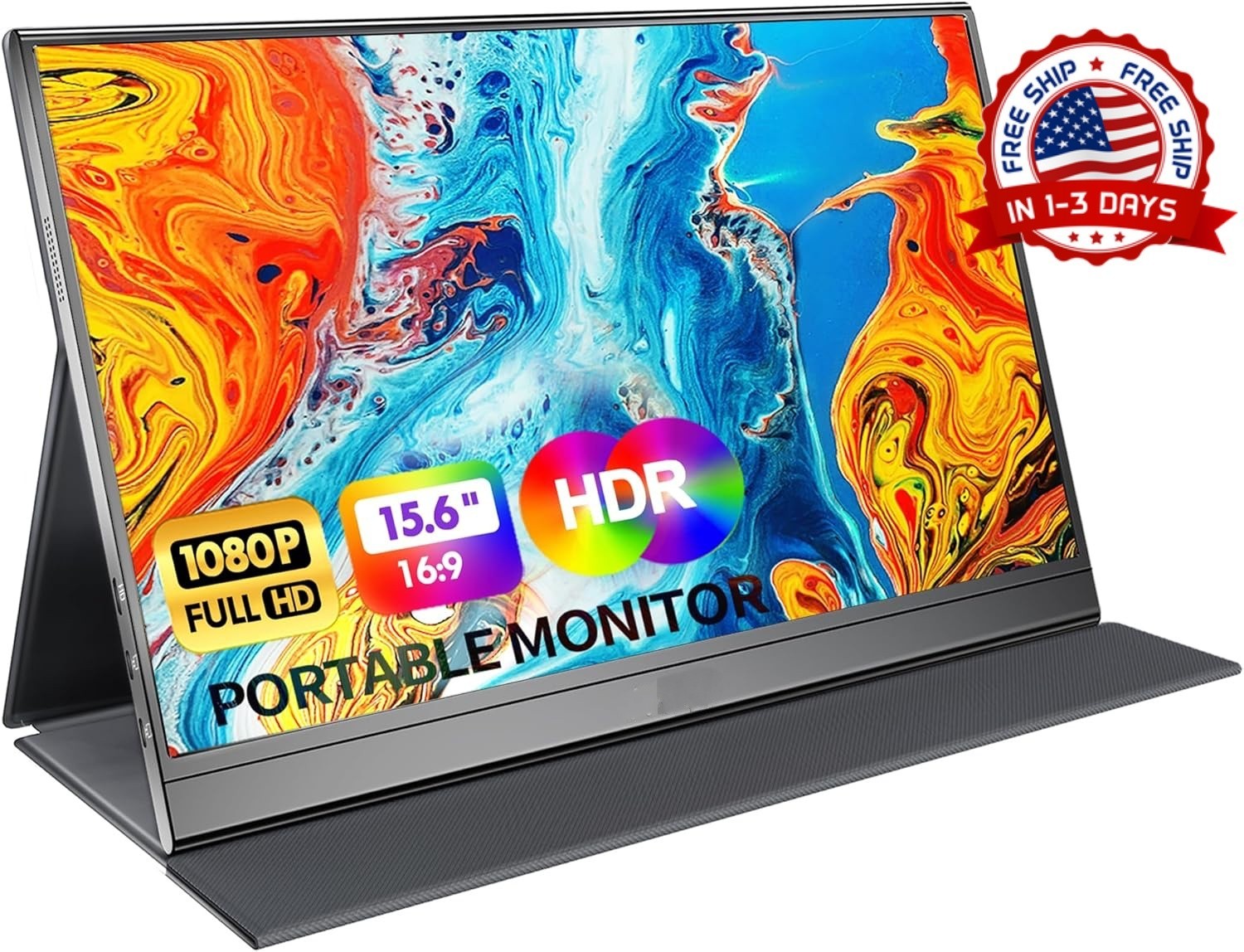 Monitor portátil de 15,6'' FHD 1080P - Monitor portátil ultradelgado con soporte