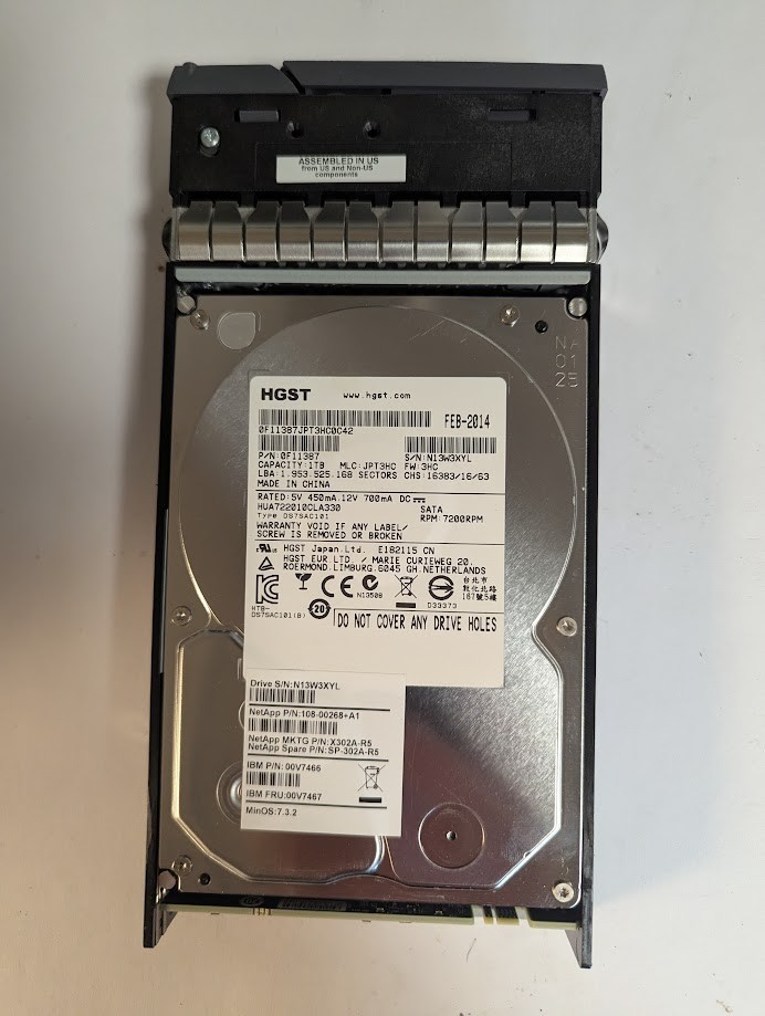NetApp 7200K 3.5inch SATA Hard Drive, 0F11387, with Carrier