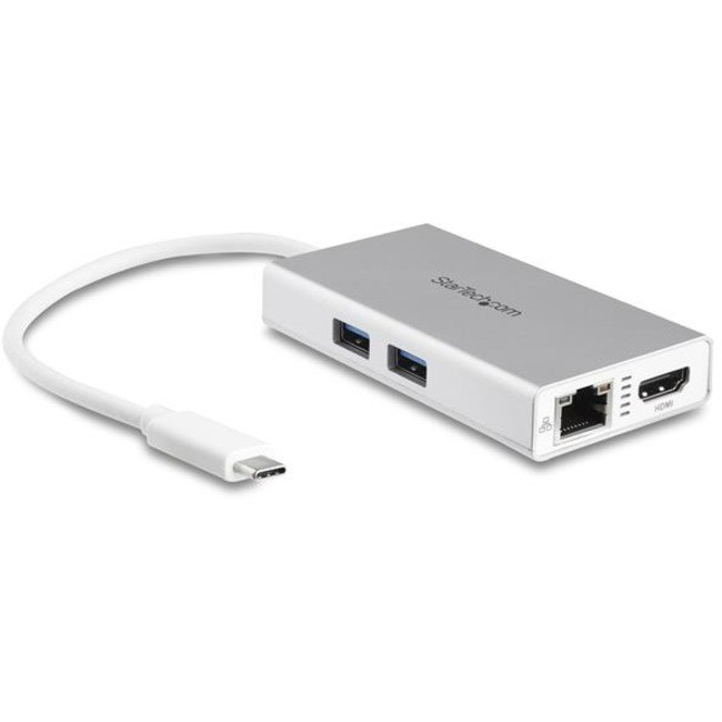StarTech USB-C Multiport Adapter for Laptops - Power Delivery - Silver/White