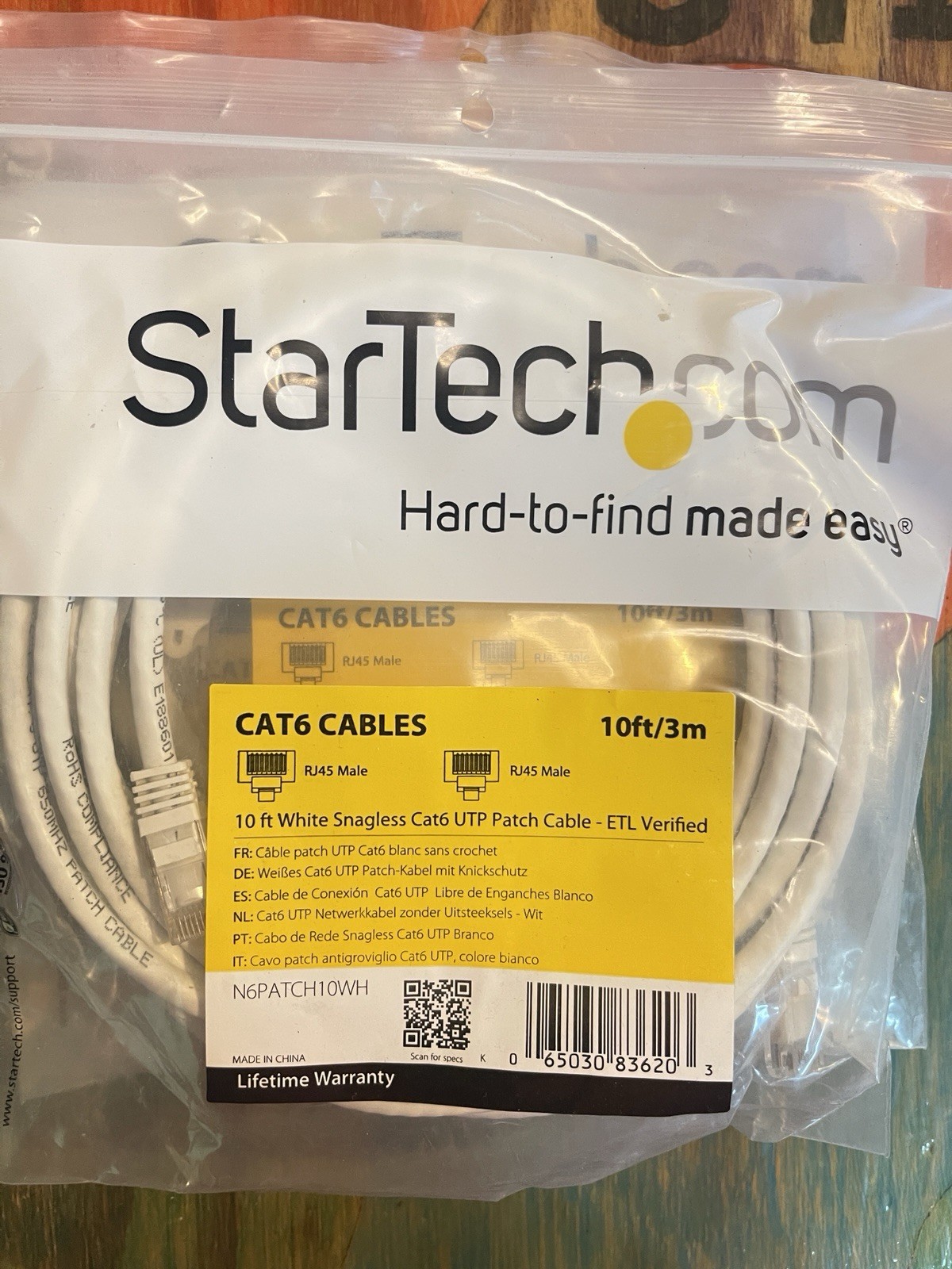 3 PACK 10 FT White CAT6 ETHERNET CABLE NETWORK RJ45 STARTECH N6PATCH10WH NEW
