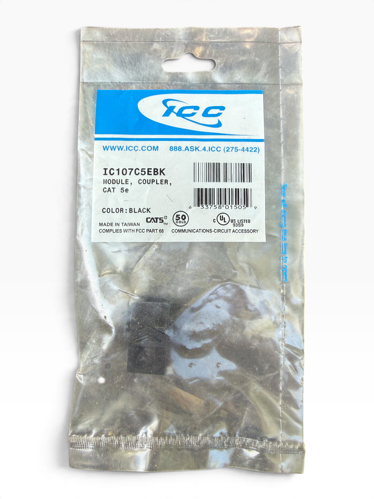 ICC Cat5e RJ45 Keystone Coupler Module IC107C5EBK Black 8P8C Female-to-Female