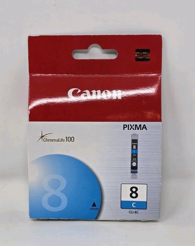 Genuine Canon CLI-8C Cyan Ink Tank Pixma New Sealed 