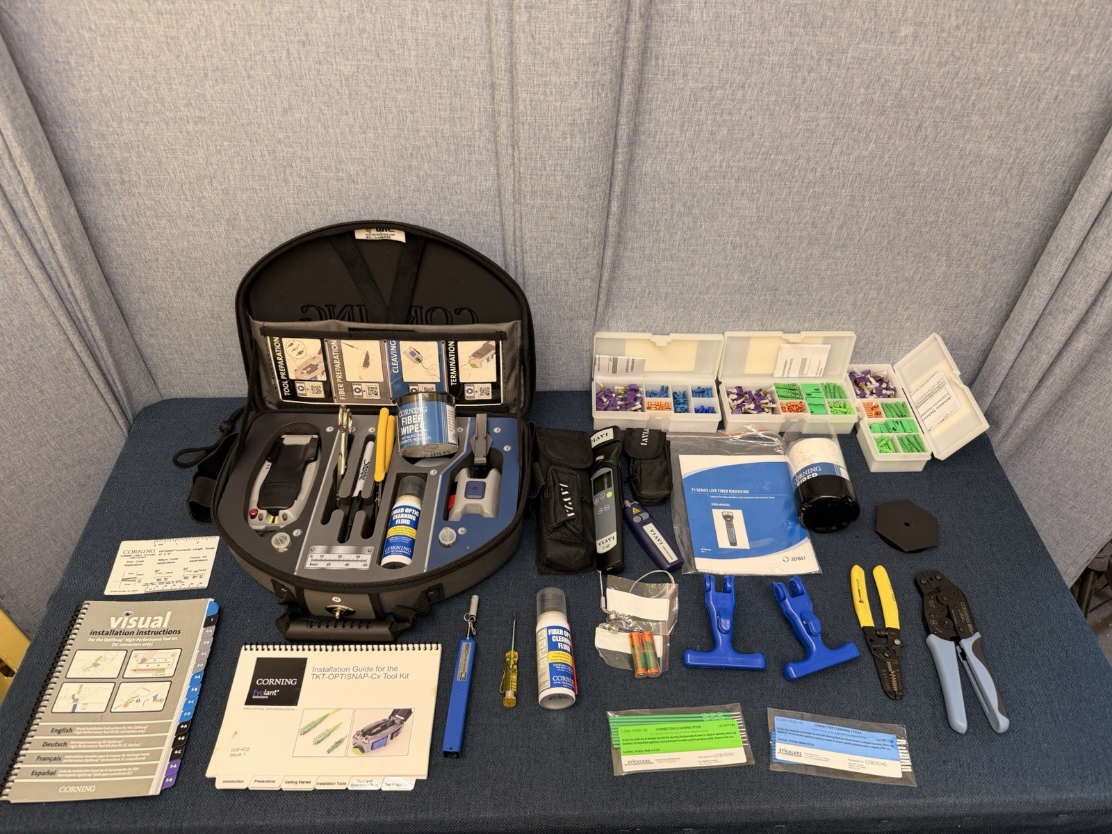 Corning Fiber Optic Installation Termination Tool Kit + Viavi Fi-60 Tools