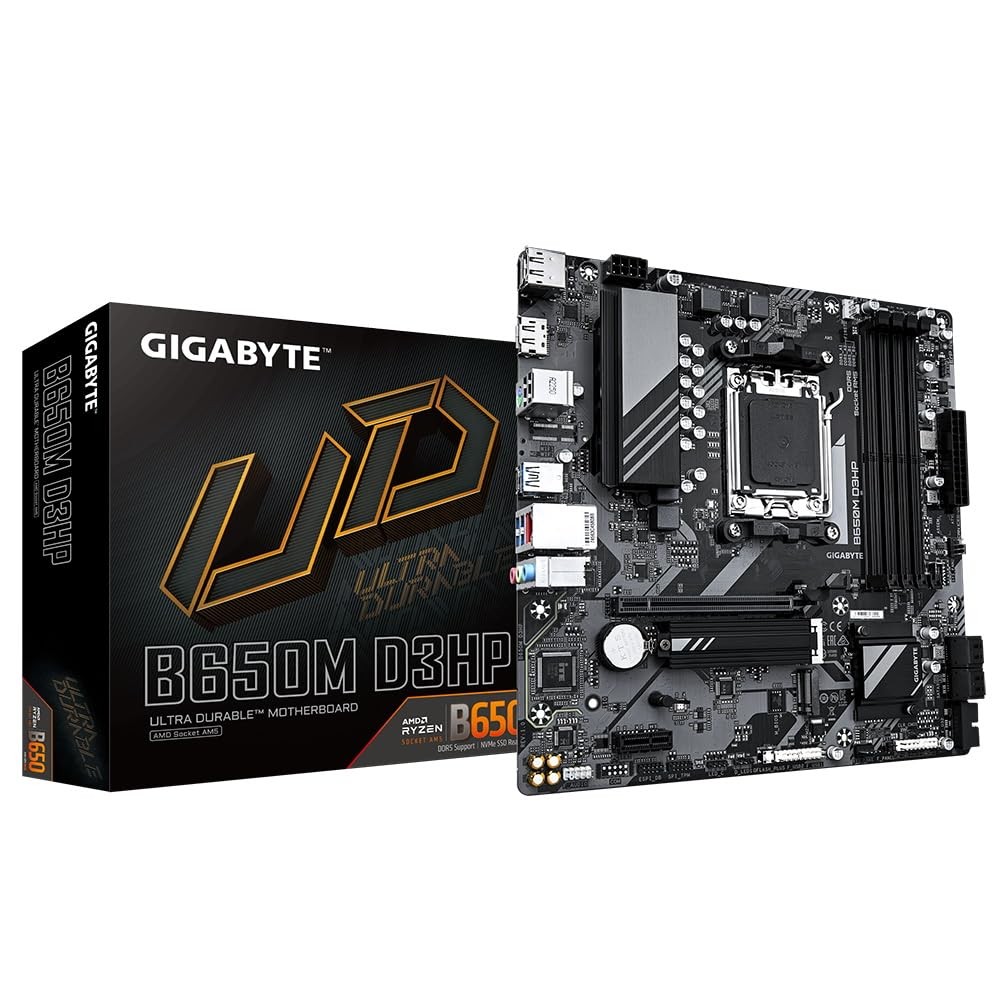 Gigabyte B650M D3HP Motherboard - Supports AMD Ryzen 7000 CPUs, 15+2+2 Phases Di