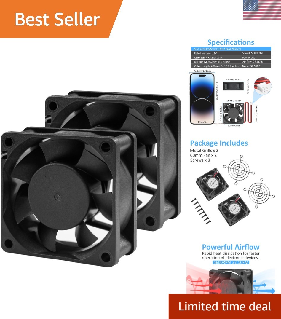 Versatile 12V Cooling Fan Set - Enhanced Airflow, Easy Install, Low Noise Design