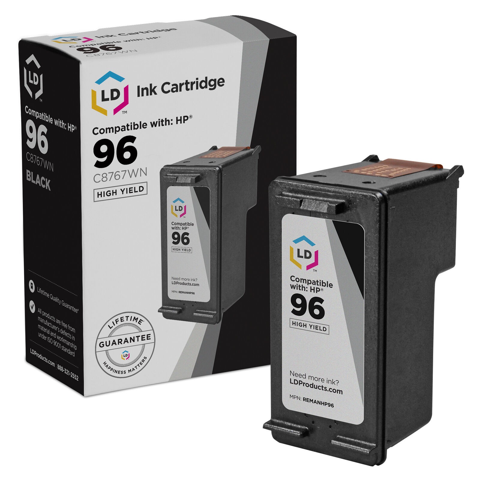 LD Reman Replacement for HP 96 / C8767WN High Yield Black Ink Cartridge