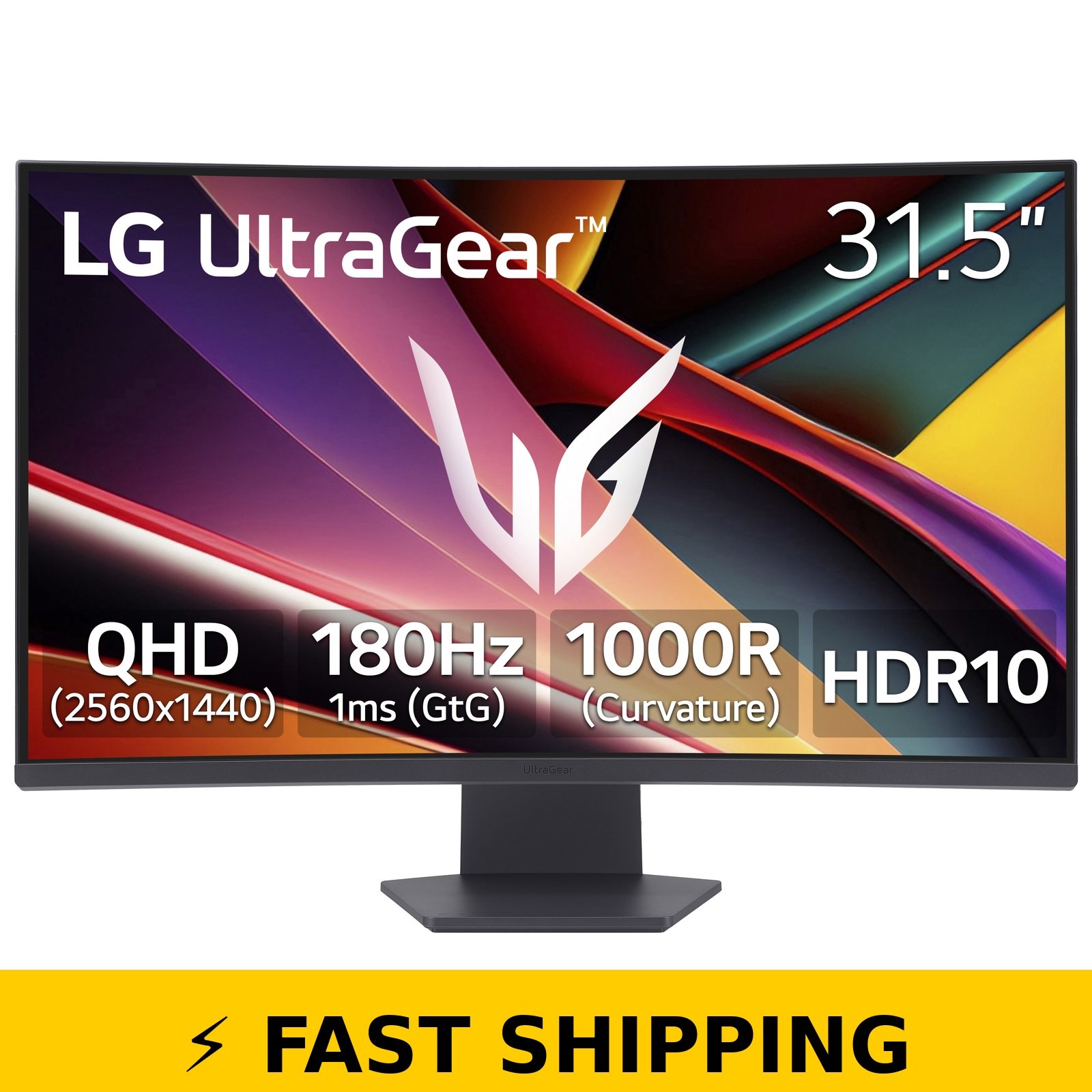 LG 32" UltraGear QHD Curved Gaming Monitor 180Hz 1ms Black