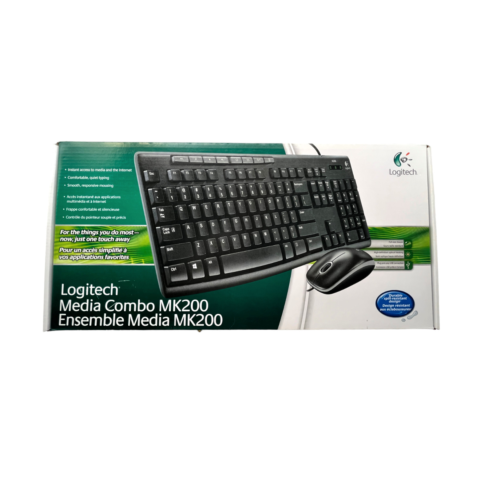 Logitech Media Combo MK200 Full-Size Keyboard and High-Def Optical Mouse NEW
