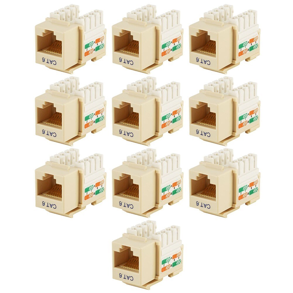 10x CAT6 RJ45 Network LAN Ethernet Keystone Jack 110 Type Punch Down IDC Beige