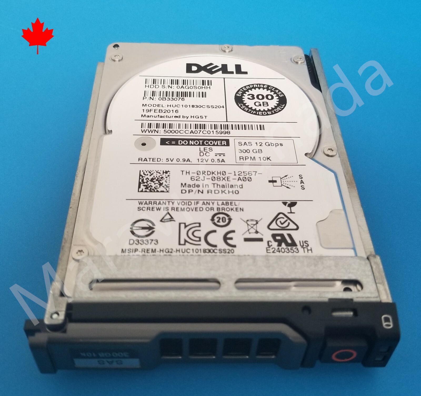 Dell 300GB 2.5" 10K 12G SAS Hard Drive RDKH0 M620 M420 M520 M820 Blade Server