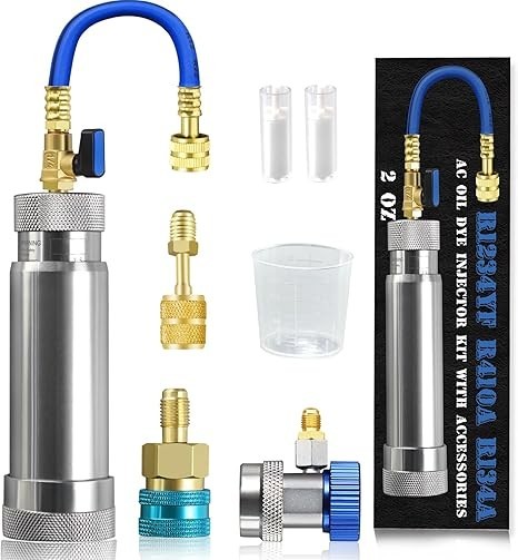 R134A & R1234YF & R410A AC Oil Dye Injector Kit with R134A Quick Coupler R1234YF