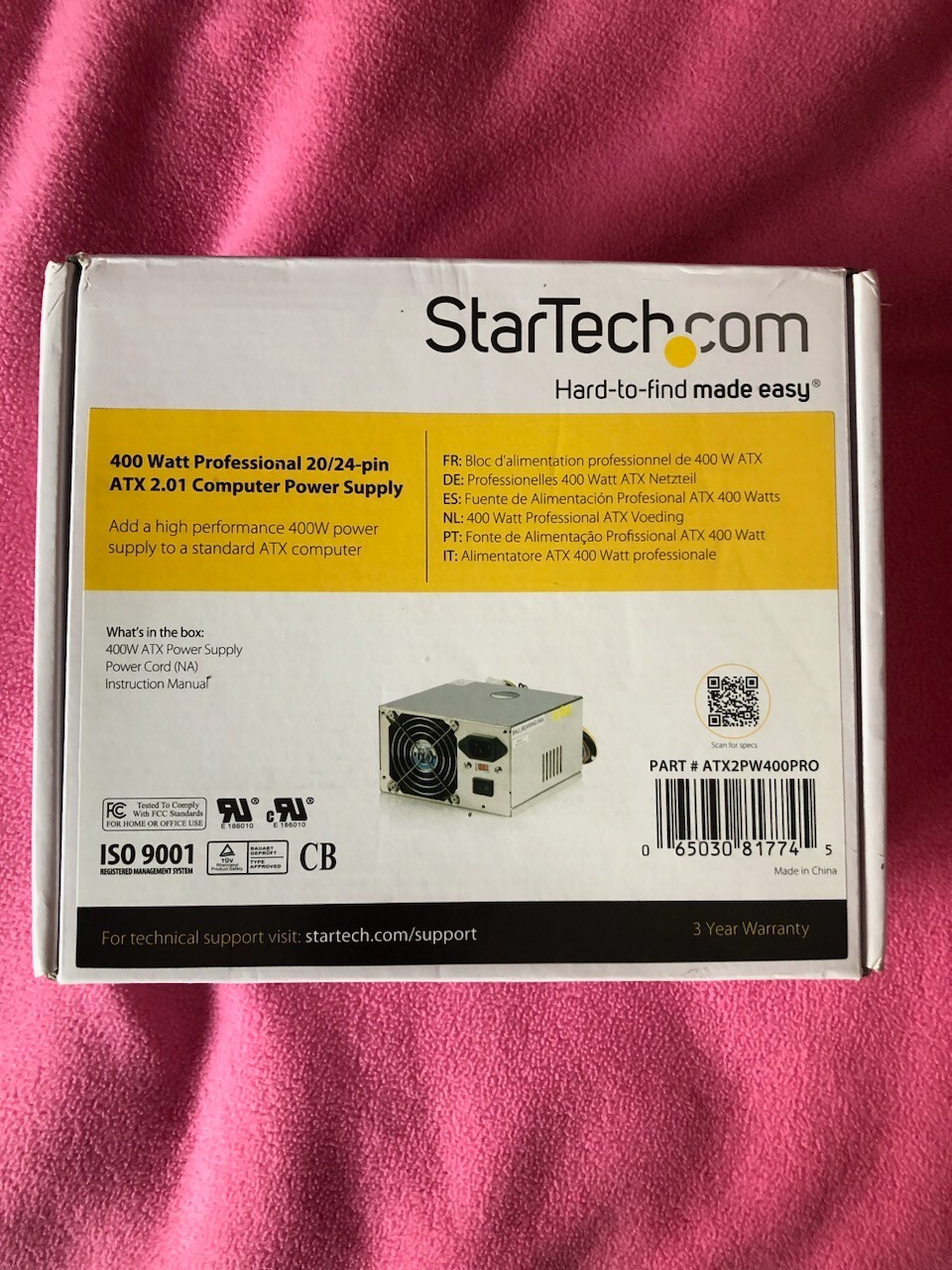 NEW STARTECH 400W ATX POWER SUPPLY ATX2PW400PRO