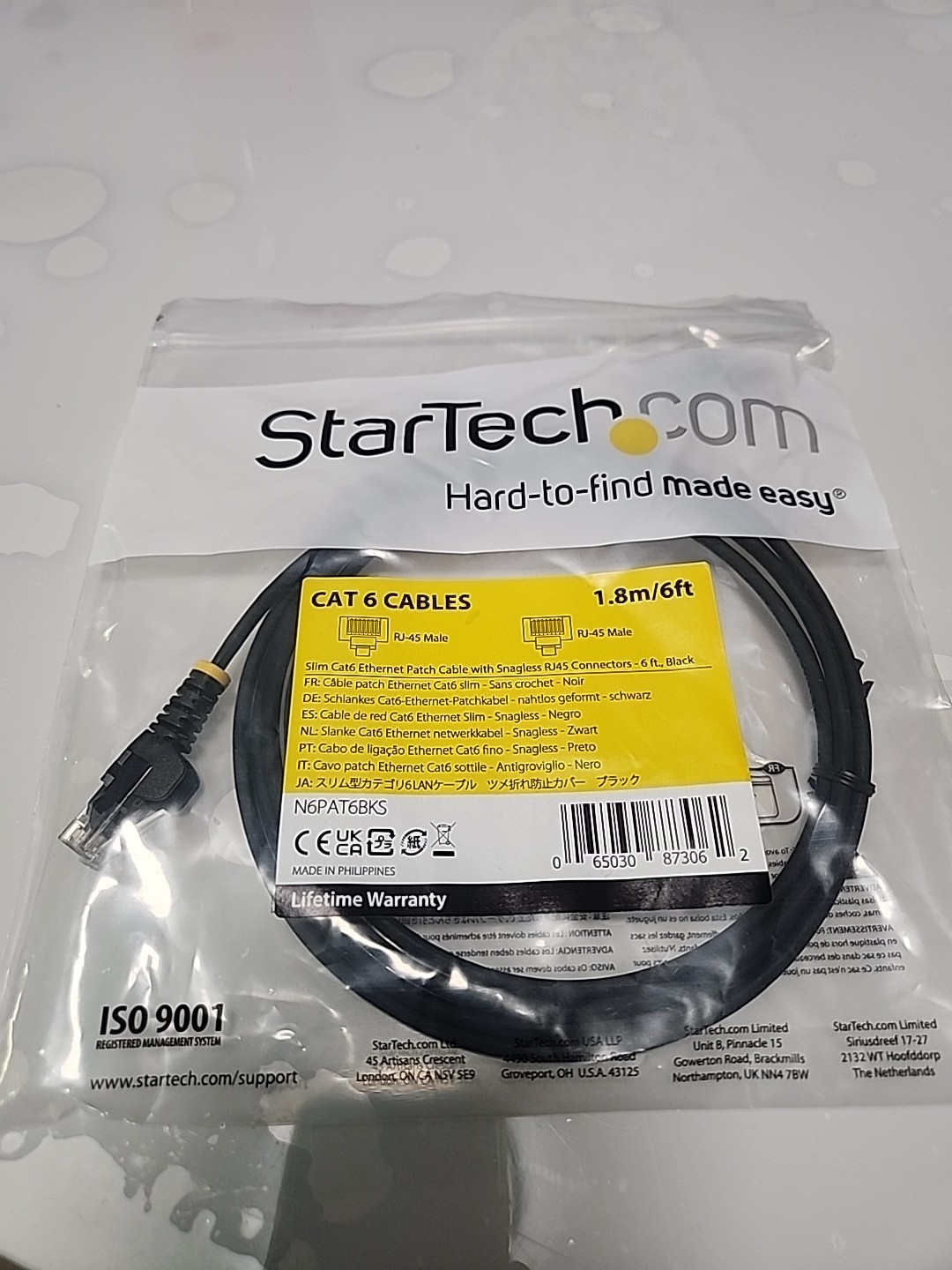 Startech N6Pat6Bks 6Ft Black Cat6 Ethernet Cable Slim Snagless Rj45 Utp