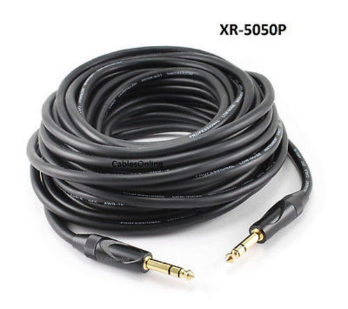 50ft Low Noise 1/4" (6.3mm) Stereo TRS Male to Male 16AWG Audio Cable, XR-5050P