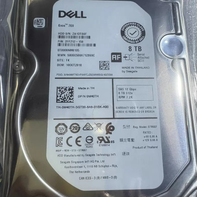 DELL GKWHP ST8000NM0075 Enterprise 8TB V5 7.2K 12Gb 3.5" SAS Hard Drive 0GKWHP