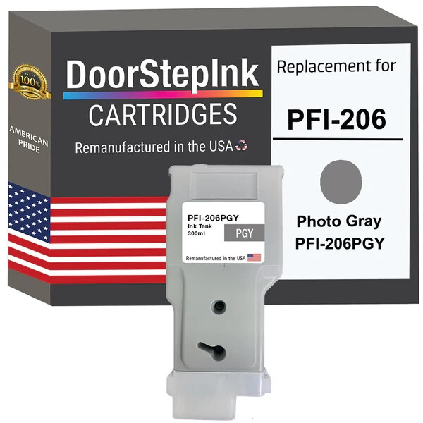 DoorStepInk Compatible Ink Cartridges For Canon PFI-206 Photo Gray 300ml-USA