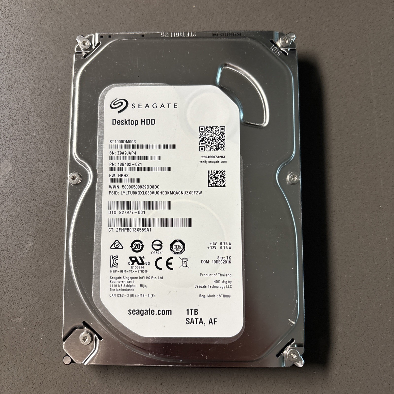 GENUINE Seagate Desktop HDD Barracuda ST1000DM003 1TB 3.5" 7200RPM SATAIII - 1TB