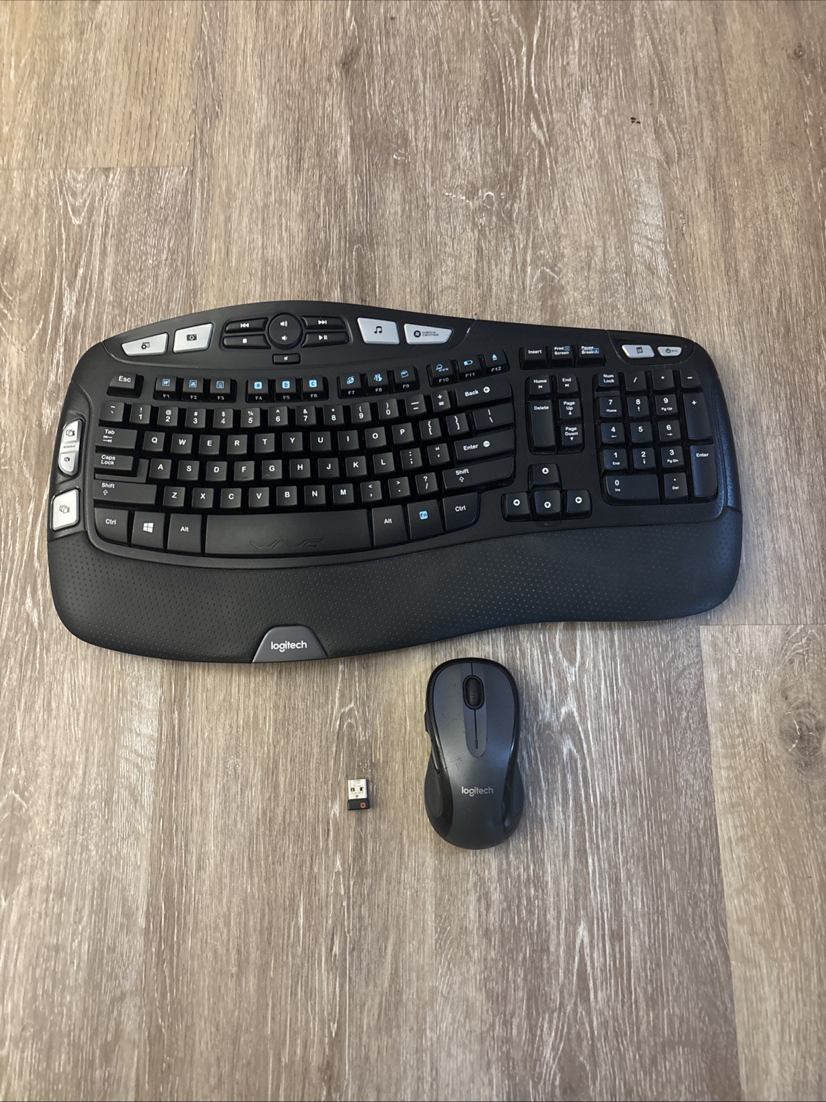Logitech MK550 Wireless Ergonomic Wave Keyboard K350 M510 Mouse Unifying USB 1