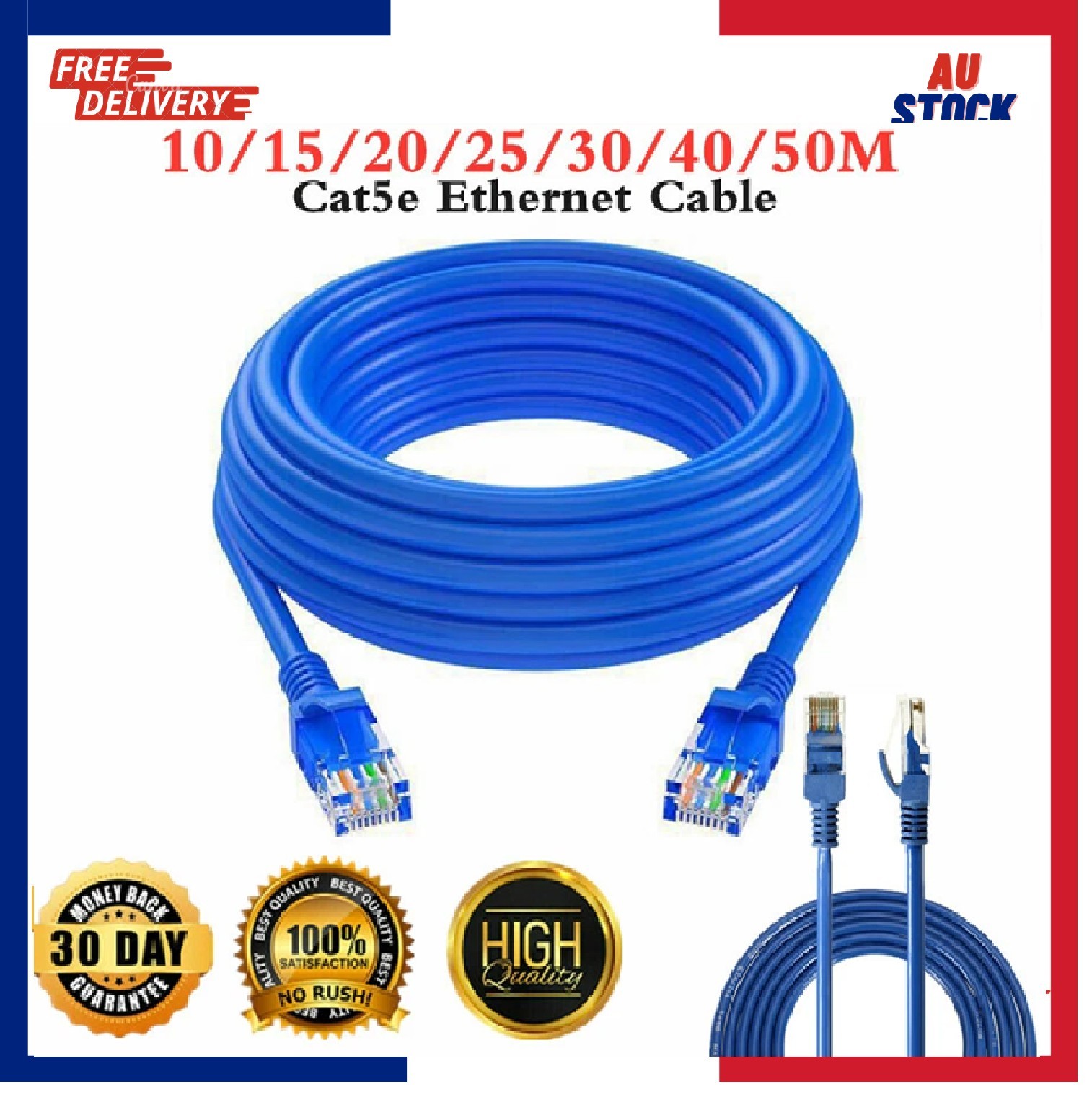 10m 20m 30m 40m 50m  Ethernet Network Cable LAN Router Internet Patch Lead CAT5e