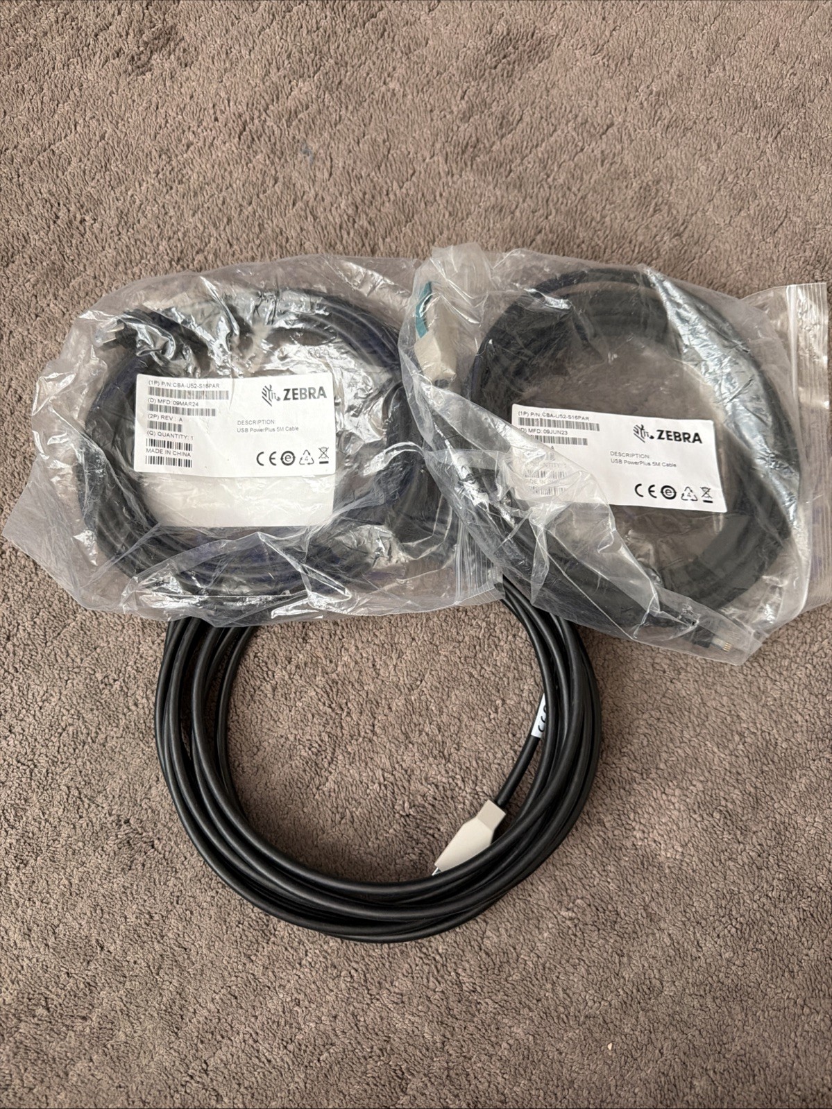 Zebra USB Power Plus 5M Cable 3 Pack  CBA-U52-s16par