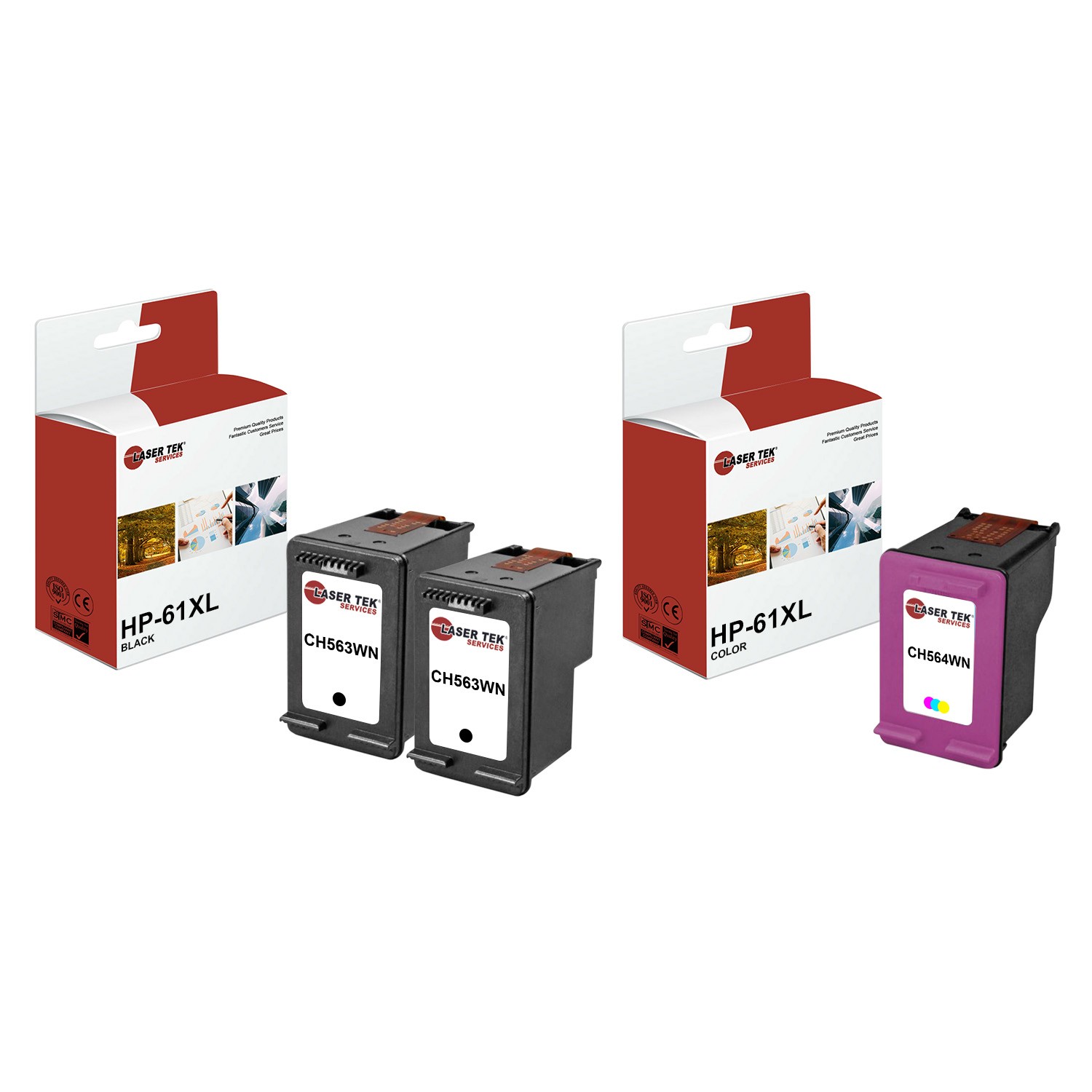 3Pk LTS 61XL BK CL HY Compatible with HP Deskjet 1050 2050 Ink Cartridge
