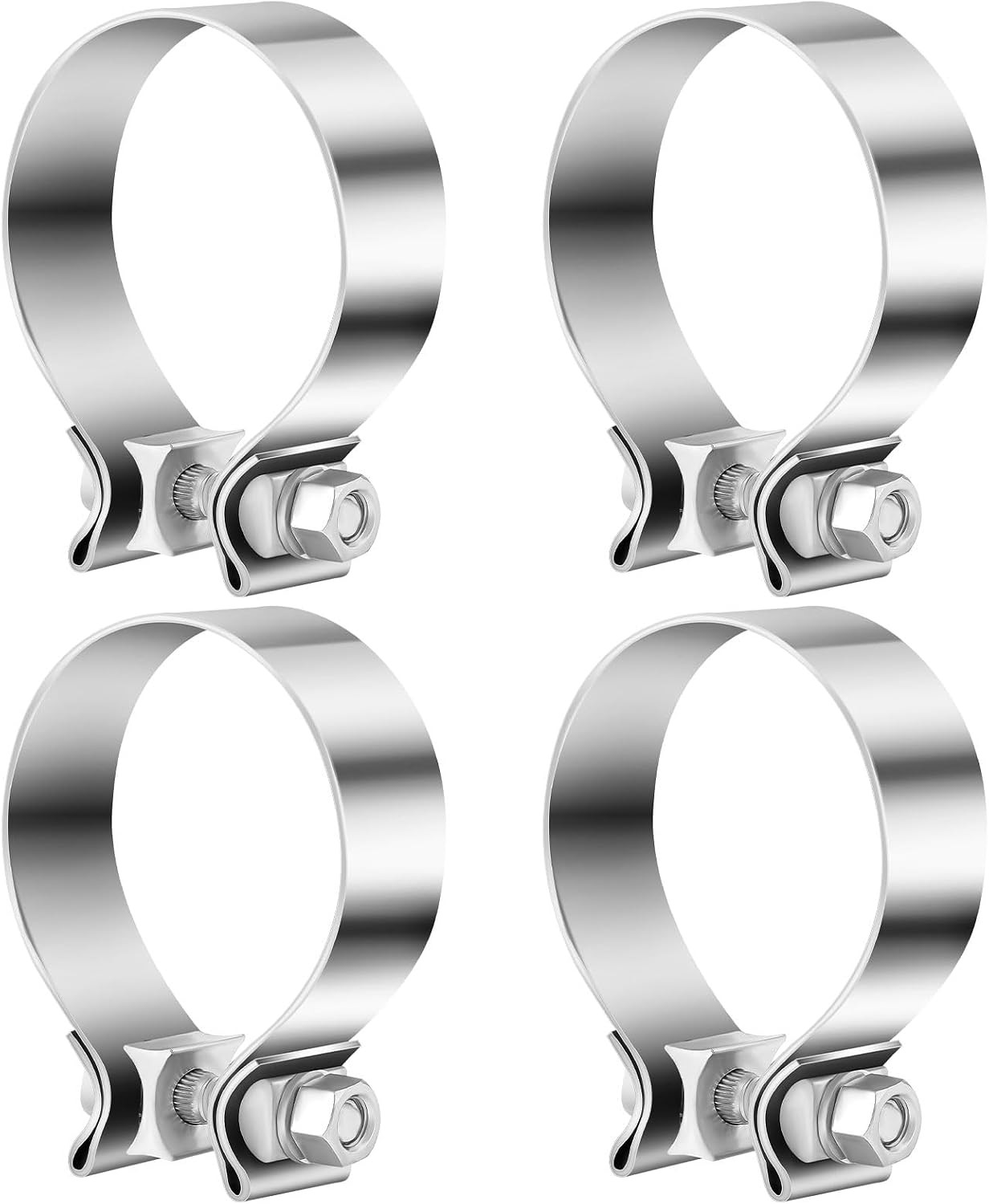 4 Pcs 2.5 Inch Muffler Clamp Stainless Steel for Pipes and System Repair