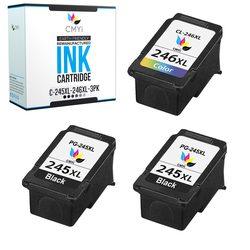 3 PK Black Color Ink Cartridges for Canon PG-245XL CL-246XL Fits PIXMA Printer