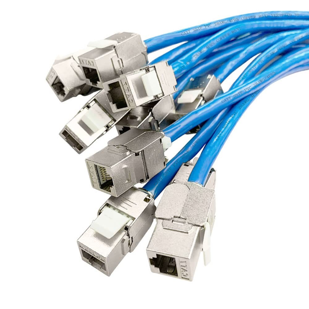 12 PCS Cat6a Cat7 Shielded ToolLess Zinc Alloy Keystone Jack Module