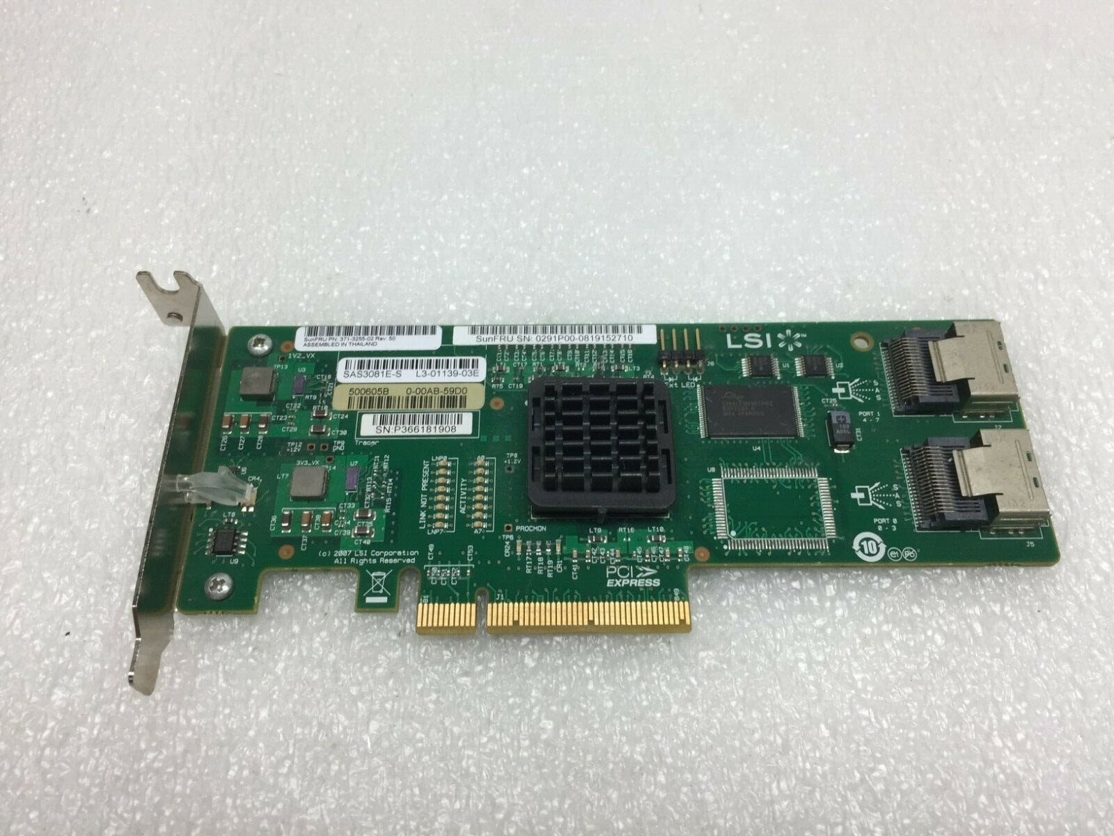 SUN 371-3255-03 LSI SAS3081E-S SAS 8 Port RAID Controller PCIe Card 