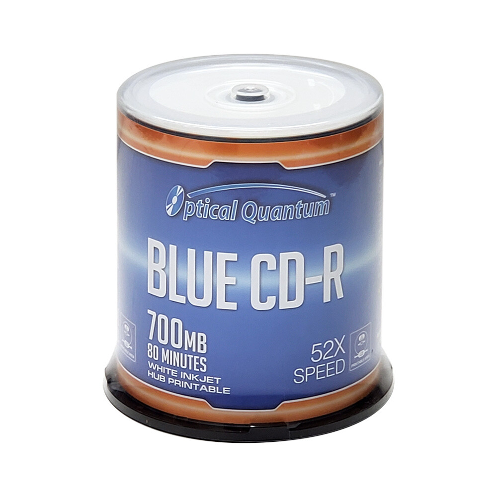 100 Optical Quantum CD-R 700MB 52X White Inkjet Printable Disc OQCD52BWIPH-BX