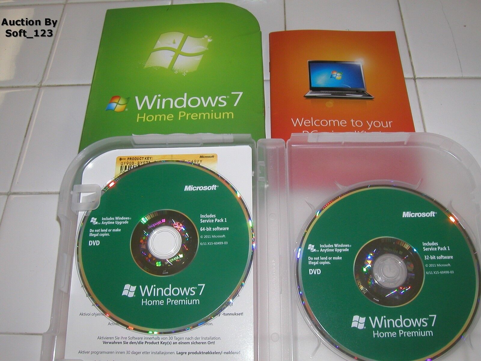 Microsoft Windows 7 Home Premium Full w/SP1 32 Bit & 64 Bit DVD MS WIN =RETAIL=