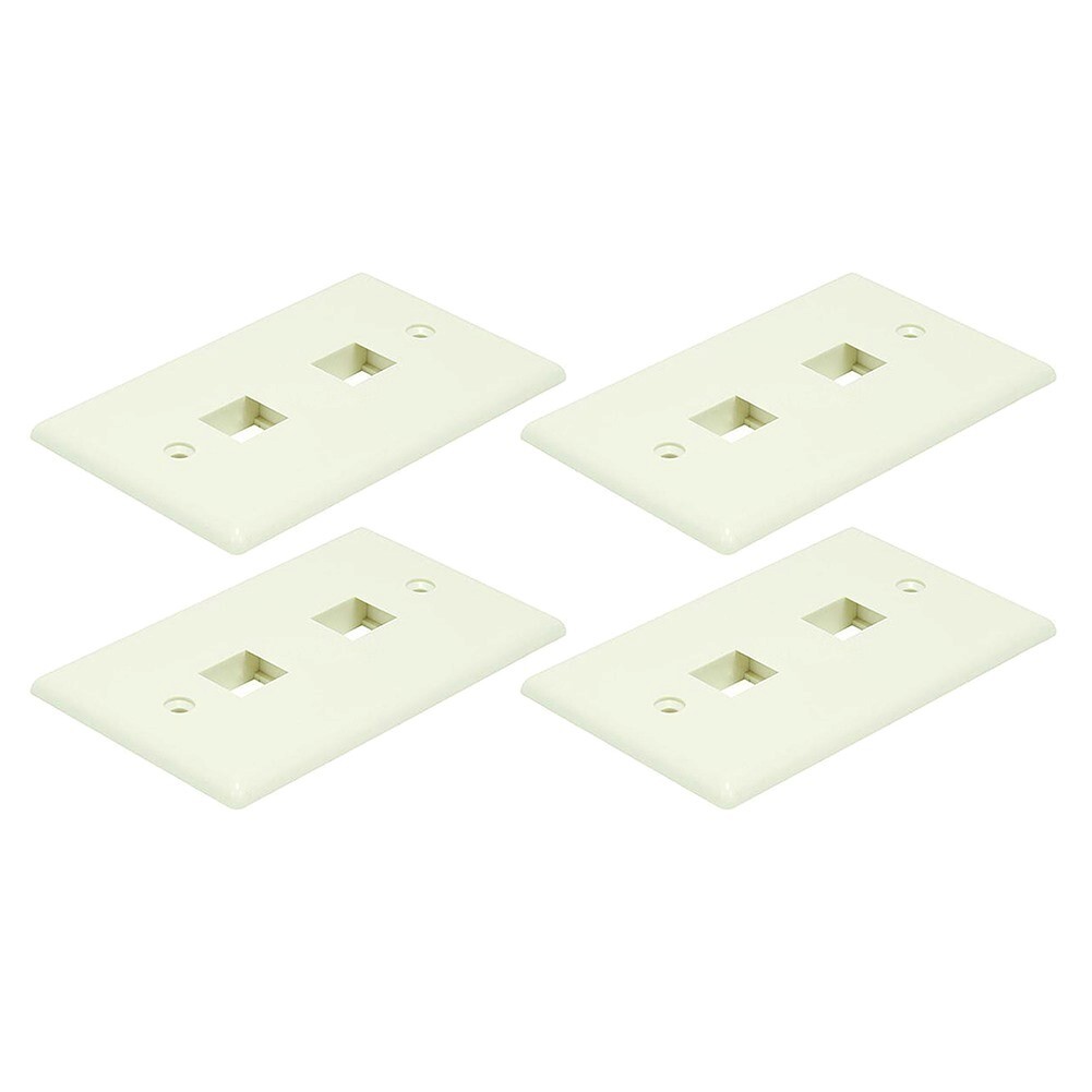 4x 1-Gang 2 Port/Hole RJ45/RJ11 Keystone Jack Insert Wall Plate Faceplate Ivory