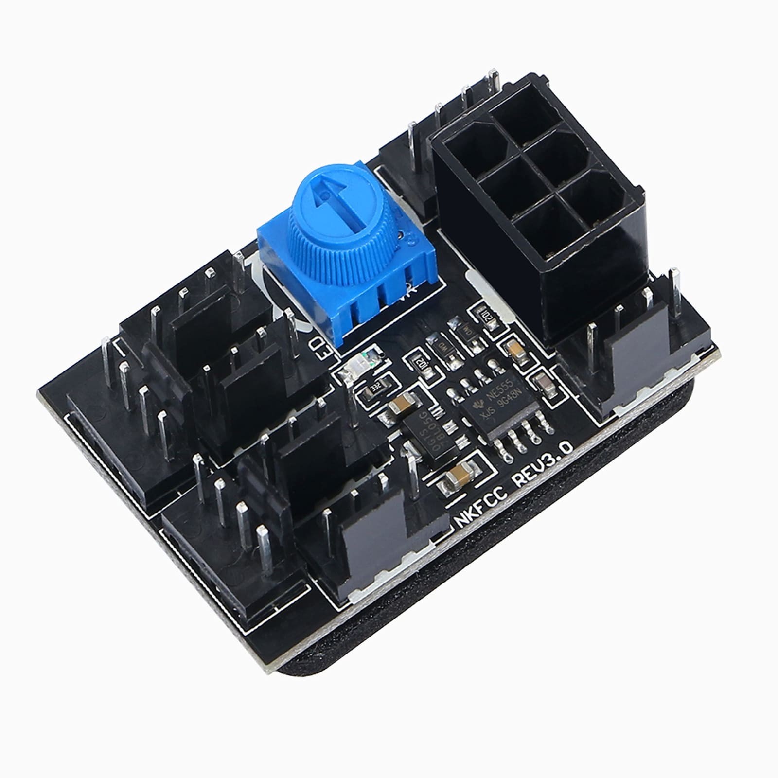 8-Port PC Case Fan Hub 3/4-Pin PWM Speed Controller DC12V 6-Pin 17A Black